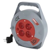 Prodlužovací kabel na bubnu 10 m / 4 zásuvky / červený / PVC / 230 V / 1 mm2