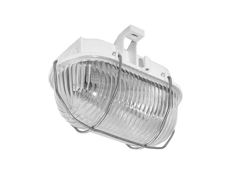 svítidlo OVAL 1x60W E27 IP44 bílé kov. mřížka